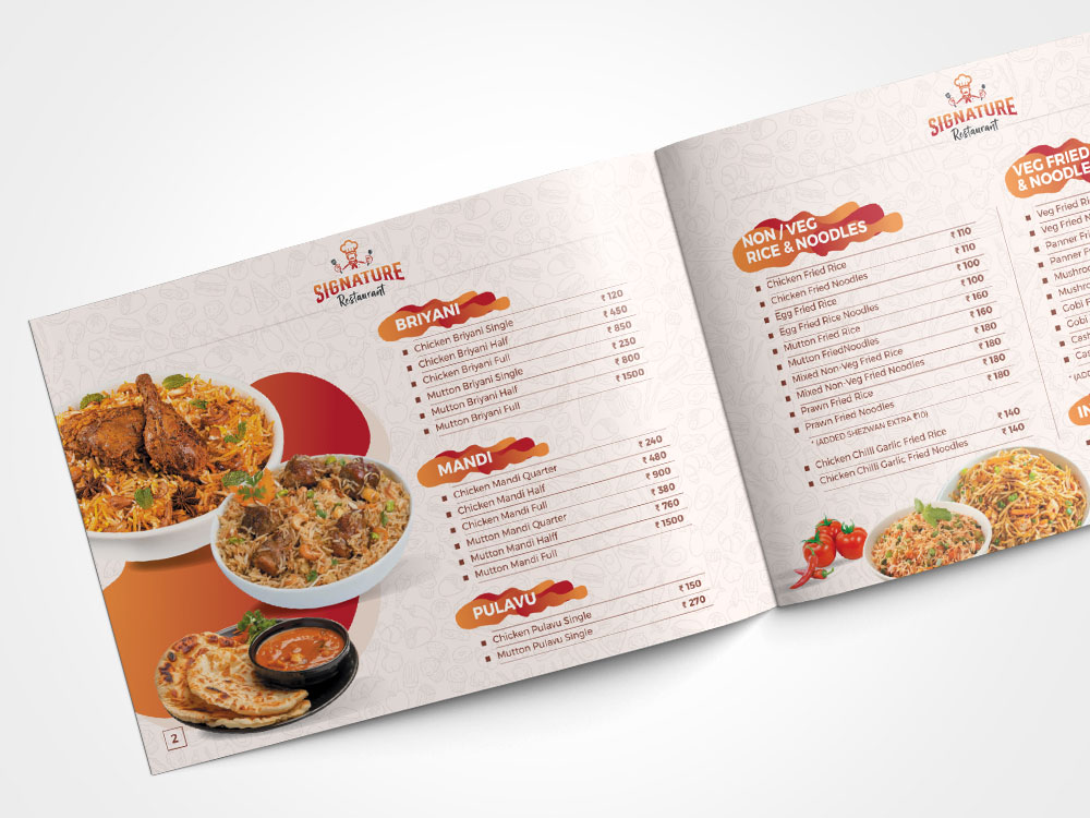 Restaurant Menu Design-Thanjavur-Trichy